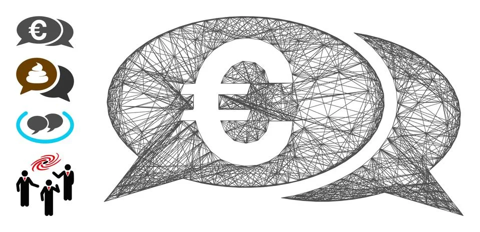 Linear Euro Chat Vector Mesh Stock Illustration