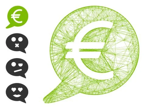 Linear Euro Message Balloon Vector Mesh Stock Illustration