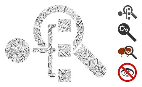 Linear Explore Structure Icon Vector Mosaic Stock Illustration