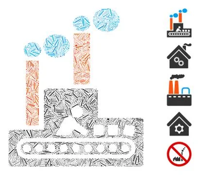 Linear Fabric Building Icon Vector Collage Ilustración de archivo