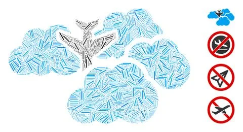 Linear Falling Airplane in Clouds Icon Vector Collage Stock-Illustration