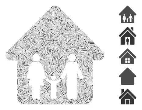 Linear Family Home Icon Vector Mosaic 스톡 일러스트