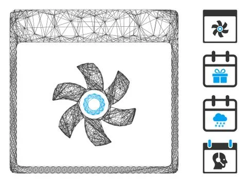 Linear Fan Calendar Page Vector Mesh Illustrazione stock