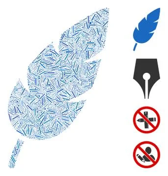 Linear Feather Icon Vector Collage イラスト素材