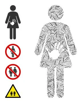 Linear Female Harassment Icon Vector Collage Illustrazione stock