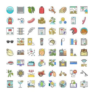 Linear filled icon set for web and mobile 스톡 일러스트