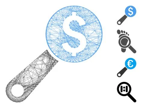 Linear Financial Audit Magnifier Vector Mesh Stockillustratie