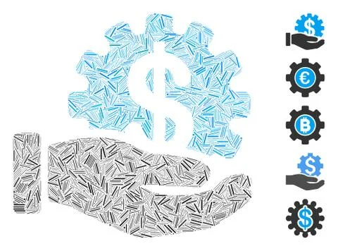 Linear Financial Development Gear Hand Icon Vector Mosaic 스톡 일러스트