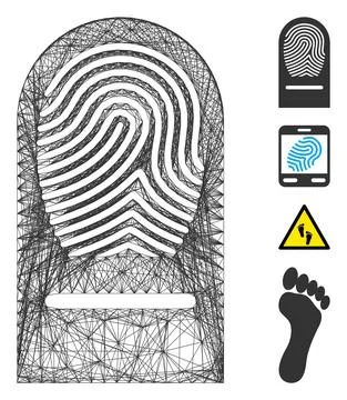 Linear Finger Print Vector Mesh 스톡 일러스트
