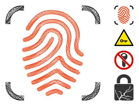 Linear Fingerprint Scan Vector Mesh Stock Illustration