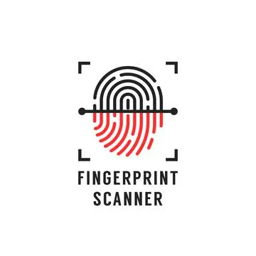 Linear fingerprint scanner simple icon Stock Illustration