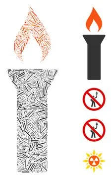 Linear Fire Torch Icon Vector Mosaic イラスト素材