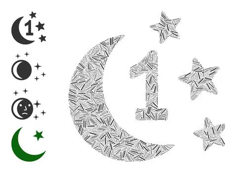 Linear First Moon Night Icon Vector Mosaic Illustrazione stock