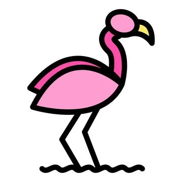 Linear flamingo icon vector flat Stock Illustration