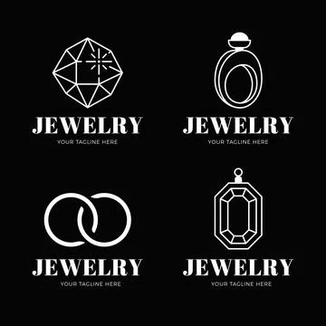 Linear flat jewelry logo collection Stock Illustration