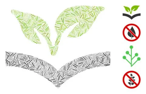 Linear Flora Knowledge Icon Vector Collage Stock Illustration