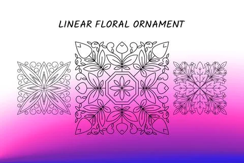 Linear floral design elements. Vector design ornament for your design, web page Stock Illustration