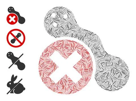 Linear Forbidden Peanut Icon Vector Collage 스톡 일러스트