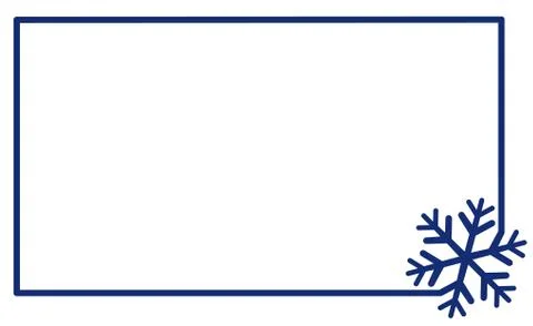 Linear frame with corner element snowflake vector. Label simple snowflake Stock Illustration