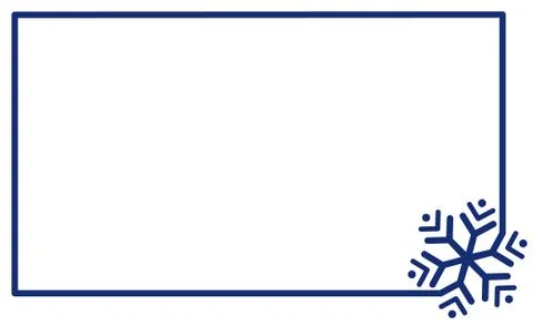 Linear frame with corner element snowflake vector. Label simple snowflake Stock Illustration
