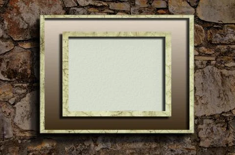 Linear frame on stone wall background Stock Illustration