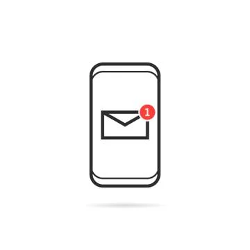 Linear frameless phone with new message notice Stock Illustration