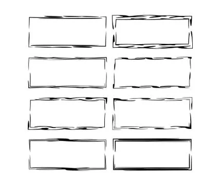 Linear frames. Collection of geometric rectangle empty borders.  Vector illus Stock Illustration