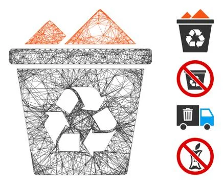 Linear Full Recycle Bin Vector Mesh Stock Illustration