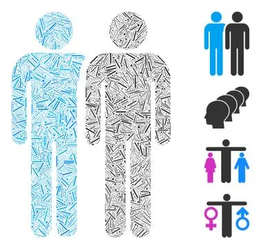 Linear Gay Couple Icon Vector Collage Ilustração Stock