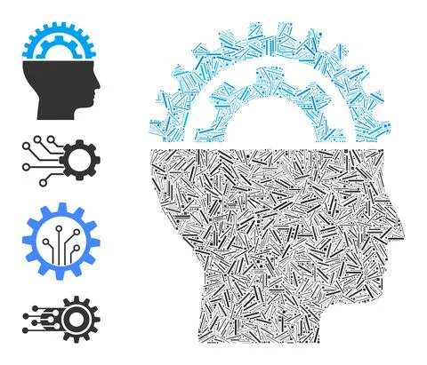 Linear Gear Engineer Icon Vector Mosaic Stock Illustration