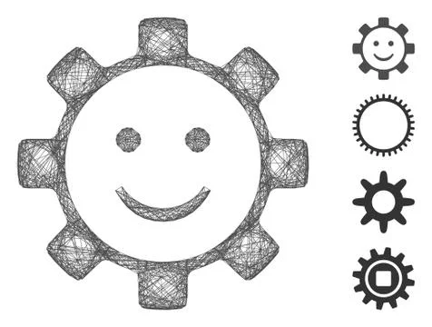 Linear Gear Smile Smiley Vector Mesh イラスト素材