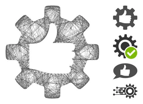 Linear Gear Thumb Up Vector Mesh 스톡 일러스트