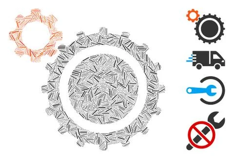 Linear Gears Icon Vector Collage Stock-Illustration