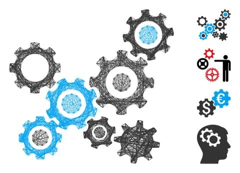 Linear Gears Mechanism Vector Mesh Stock Illustration