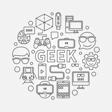 Linear geek illustration Stock Illustration