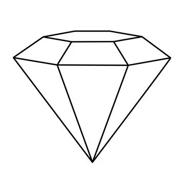 Linear gem. Vector Diamond illustration isolated on white. Outline  Stock Illustration
