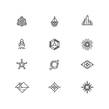 Linear geometric logo elements for business Illustrazione stock