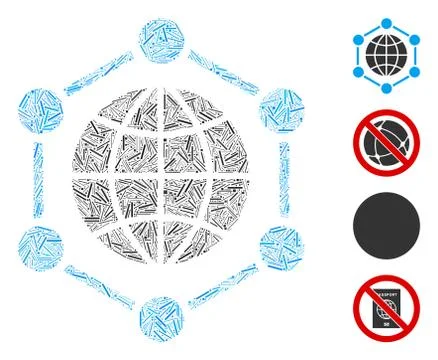 Linear Global Frame Icon Vector Collage Stock-Illustration