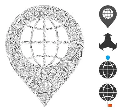 Linear Globe Marker Icon Vector Mosaic 스톡 일러스트