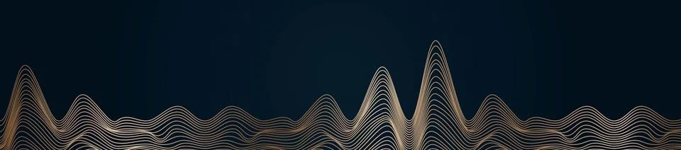 Linear golden abstract waves. Vector design banner poster. Minimalist modern Stock Illustration