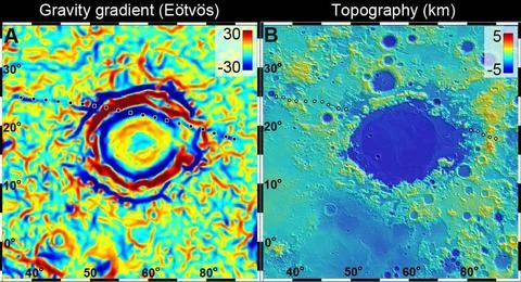 A linear gravity anomaly intersecting the Crisium basin on the nearside of... Stock Photos