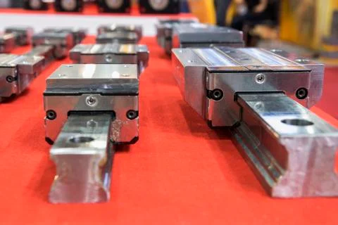 Linear guide for machine spare parts Stock Photos