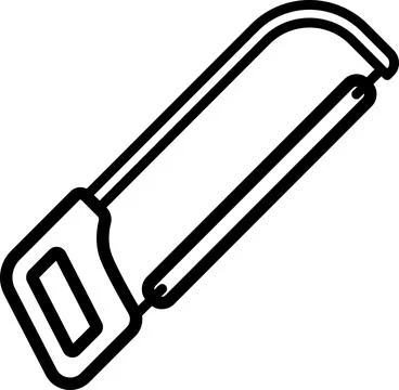 Linear hacksaw icon as an editable outline for your design Stock Photos