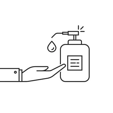Linear hand and bottle like sanitize icon Stock Illustration