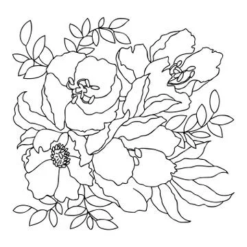 Linear hand drawing. Vector black and white image. Template for coloring books. Stock Illustration