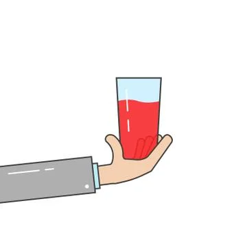 Linear hand holding glass Stock Illustration