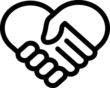 Linear handshake icon in the form of a heart as concept of trust イラスト素材