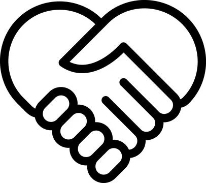 Linear handshake icon in the form of a heart Illustrazione stock