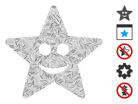 Linear Happy Star Icon Vector Collage 스톡 일러스트