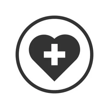 Linear Heart with cross icon - vector iconic design Stock Illustration